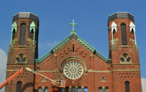 Church steeples under renovation