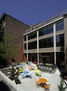 Parvis Lofts, renovated exterior patio and outdoor entertainment space