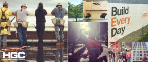 Collage of images of construction workers at work