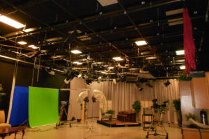 Sound stage with lights and cameras