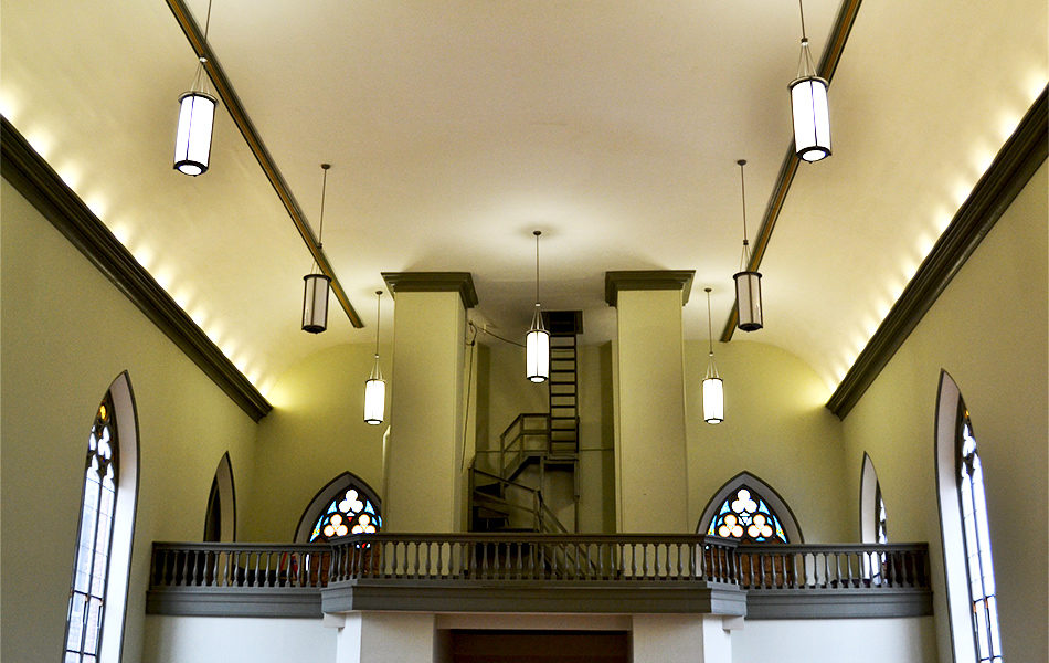 Interior of former cathedral converted to community school.