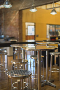 Chrome bistro tables and stools