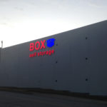 Box Self Storage facility at dusk