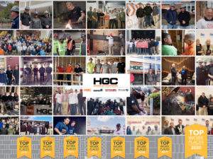 collage of HGC employees with constructions careers celebrating Top Workplace Awards