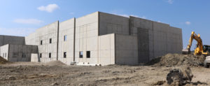 concrete walls erected on new construction site