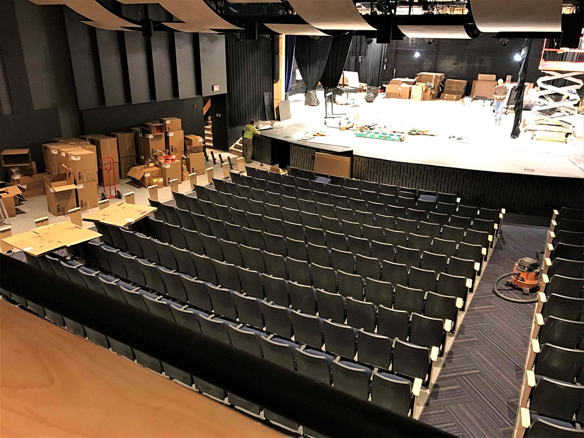 overhead view of Madeira auditorium renovation