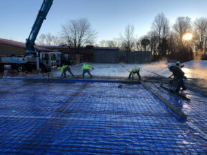 early morning concrete pour at Symmes Elementary