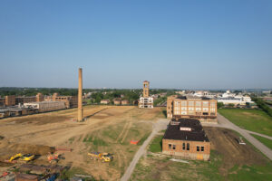 aerial view of site work at Factory 52