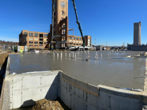 concrete pour at Factory 52 in December 2021