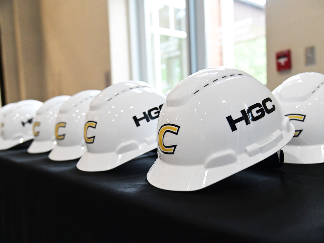 hard hats at Centre College wellness groundbreaking