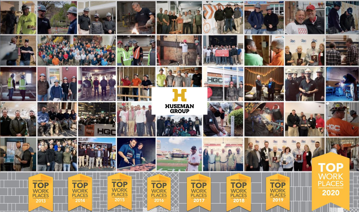collage of Huseman Group teams, highlighting the variety of construction jobs and careers