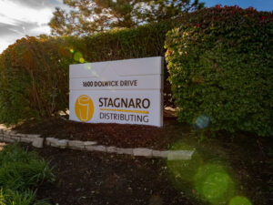 exterior signage for Stagnaro warehouse and offices
